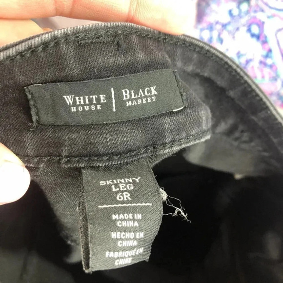White House Black Market skinny leg black denim jeans sz 6 regular minimalist - Picture 3 of 6
